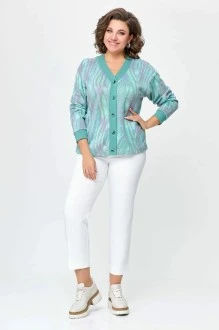 Кардиган *Распродажа Swallow 695.1 серо-мятный в радужные разводы