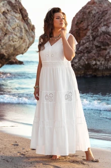 Длинное хлопковое платье Vittoria Queen 20453 белый