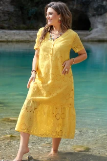 Платье ришелье из хлопка Vittoria Queen 21133 желтый