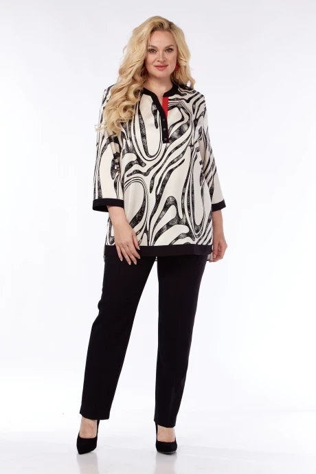 Брючный костюм Элль-стиль 2280/1 бежевый+черный #1