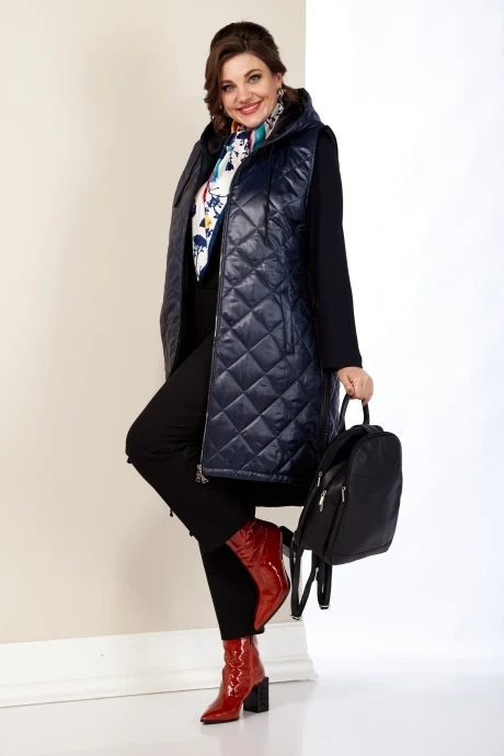 Утепленный стеганый жилет Shetti 2141 темно-синий #1