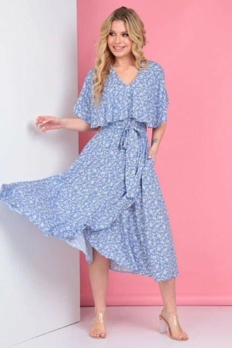 Платье *Распродажа Vi Oro VR-1040 голубой-цветочки #1