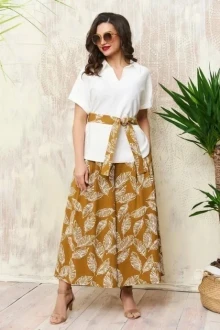 Брючный костюм *Распродажа AGATTI 5111 белая/горчица двойка