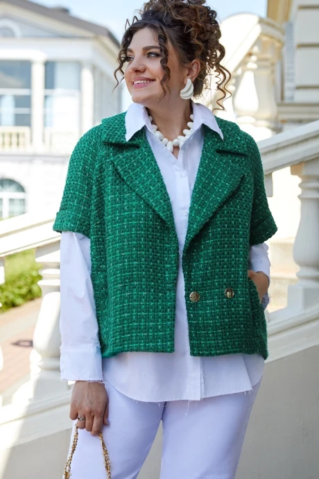 Твидовый жакет (пиджак) Vittoria Queen 22573 диз. клетка зеленый #1