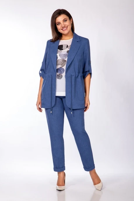 Брючный костюм тройка *Распродажа Ольга Стиль 748/1 джинс #1