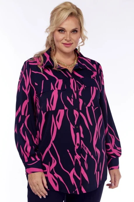 Блузка Элль-стиль 2315/1А темно-синий принт #1