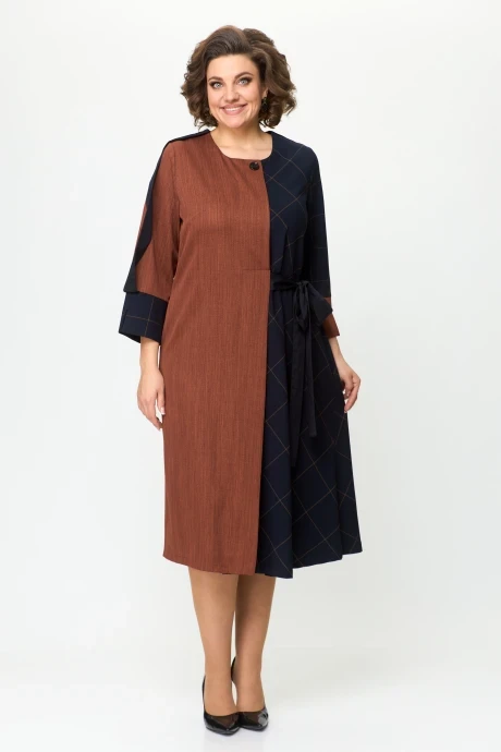 Платье SolomeaLux 725 темно-синий с коричневым #1