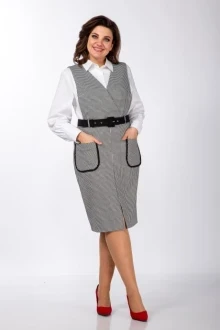Костюм с платьем *Распродажа Vilena Fashion 982 черно-белый двойка