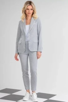 Брючный костюм *Распродажа LeNata 32009 голубая полоска тройка