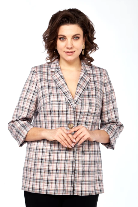 Жакет (пиджак) в клетку ЛаКона 11429 пудра #1