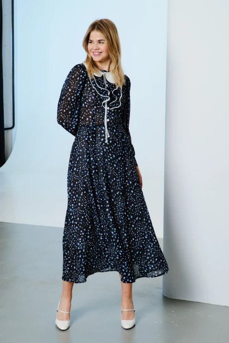 Платье Lokka 1569 черный/белый, голубой принт #1