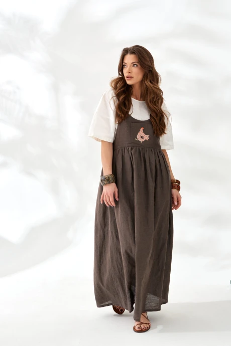 Сарафан ELLETTO LIFE 5289 Коричневый + белый #1