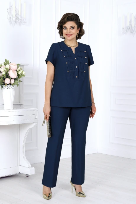 Брючный костюм Нинель Шик 6003 темно-синий двойка #1