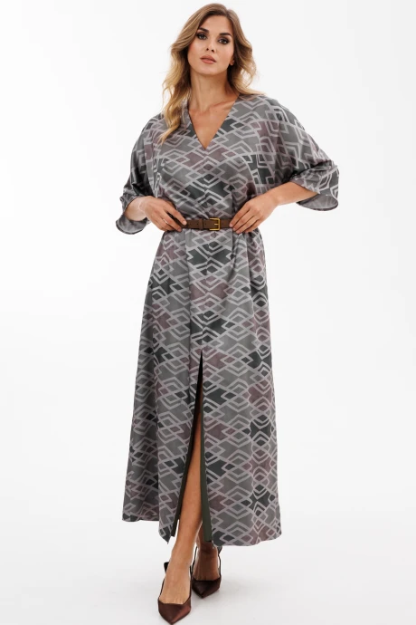 Платье EOLA 2937 хаки_с_принтом #1