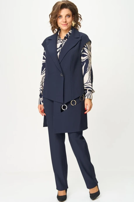 Брючный костюм Кокетка и К 1313 синий тройка #1