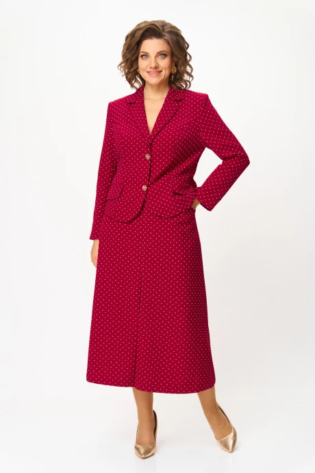 Юбочный костюм Svetlana-Style 2140 бордовый+горох двойка #1