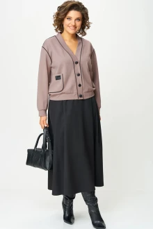 Юбочный костюм AIRA style 24130 Тауп+черный двойка