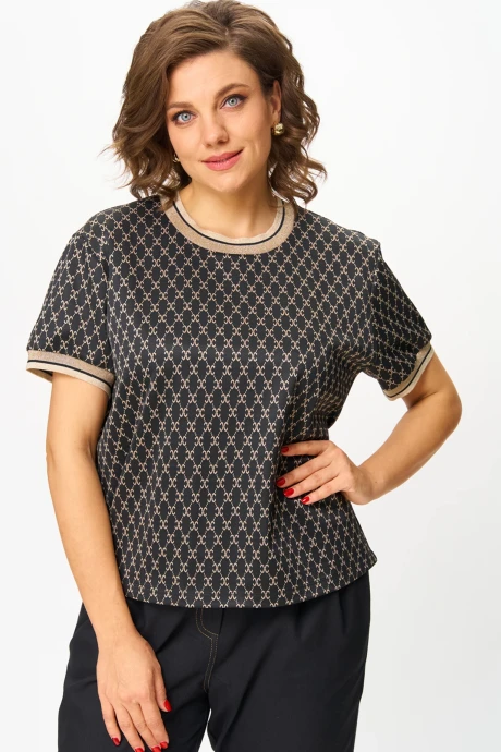 Блузка ANDINA CITY 3014-25 чёрный_с_бежевым #1