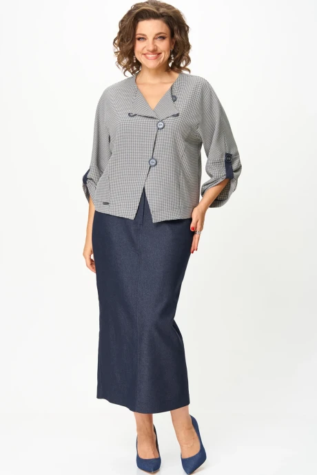 Юбочный костюм *Распродажа Michel Chic 1422/1 темно-синий, клетка двойка #1