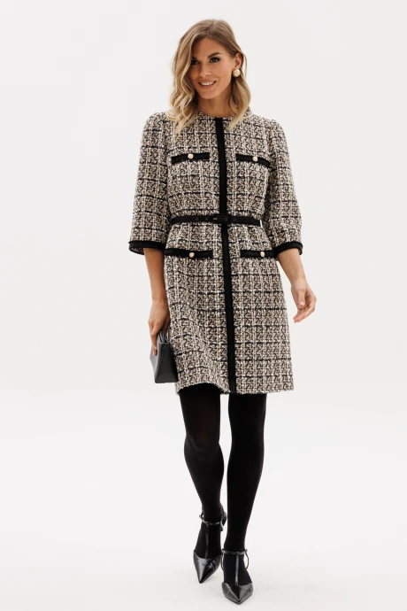 Платье EOLA 2952 бежево-черная клетка #1