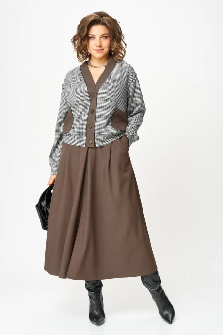 Юбочный костюм AIRA style 24131-1 шоколадный двойка #1