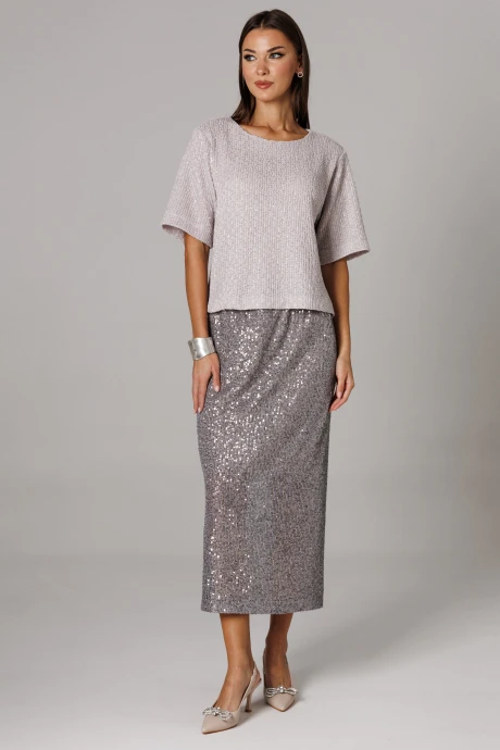 Юбочный костюм Ларс Стиль 1153 серый, серый_металлик двойка #1