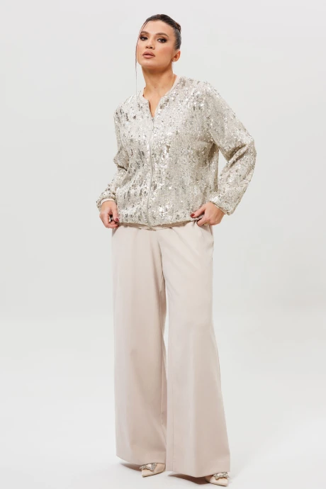 Брючный костюм MisLana 1279к серебро/беж двойка #1