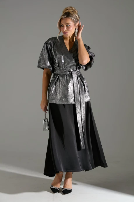 Юбочный костюм LM К 1140110 серый шиммер двойка #1