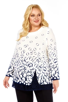 Блузка Abbi 4073 бело-синий с принтом