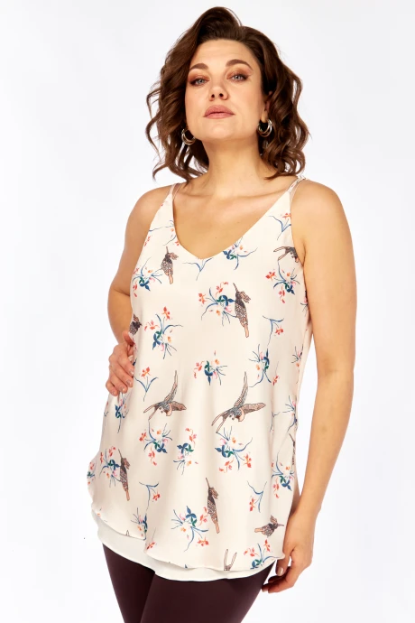 Топ Avenue Fashion 0346 молочный, дизайн_птички #1