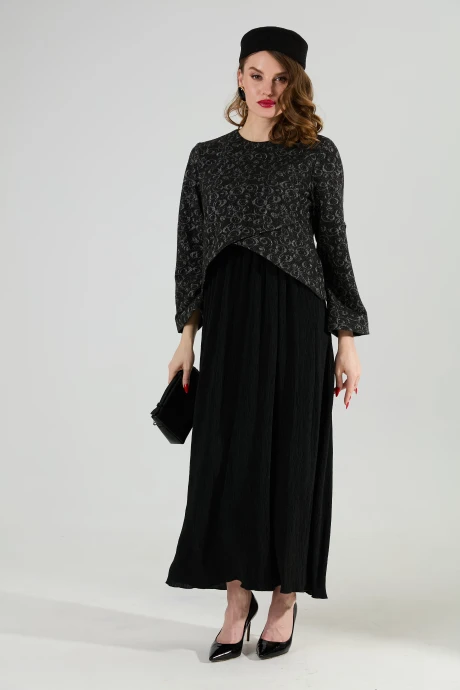 Платье NikVa 740-22 графитовая_абстракция_и_чёрный #1