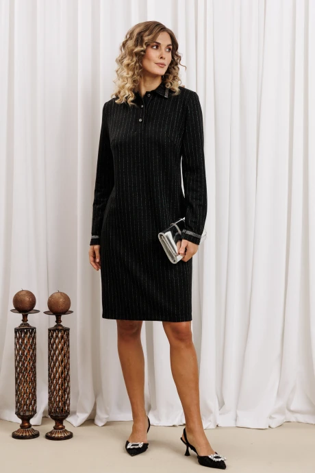 Платье GIZART 5422 черный полоска люрекс #1