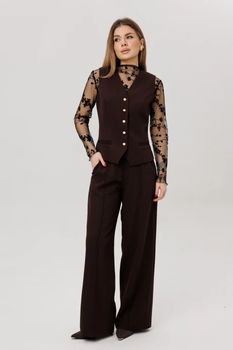 Брючный костюм AmberaStyle 3019 шоколад тройка #1