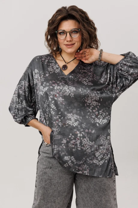 Блузка Anelli 1665.1 графитовый гербарий #1