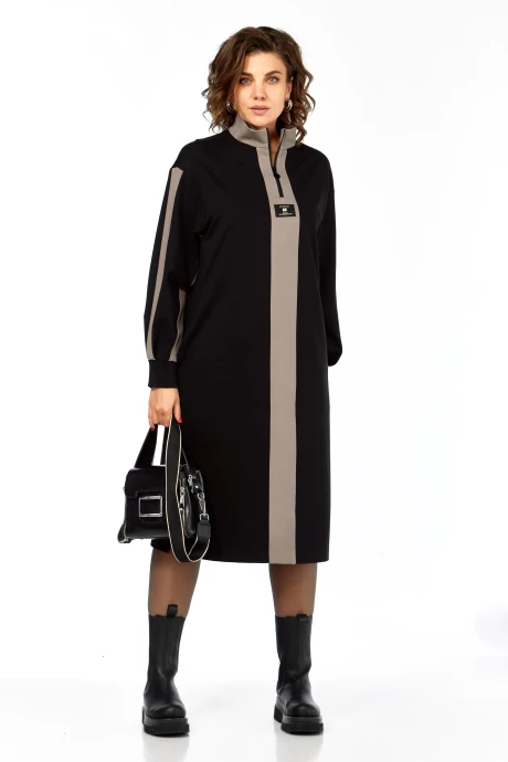 Платье *Распродажа Ольга Стиль 972 черный-коричневый #1