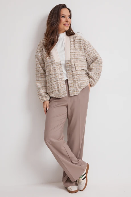 Брючный костюм *Распродажа Магия Моды 2626 коричневые тона+ молочный тройка #1