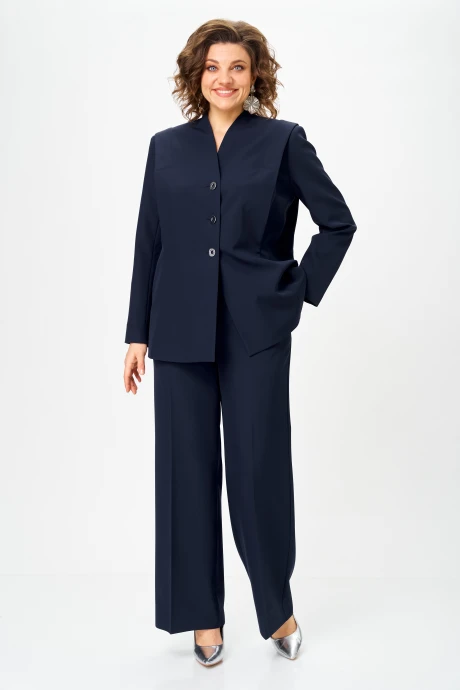 Брючный костюм Vilena Fashion 1138 темно-синий двойка #1