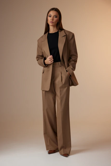 Брючный костюм NOW 1663 мокко, светло-коричневый двойка #1