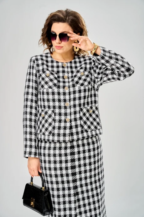 Жакет (пиджак) ANDINA CITY 4022-26 чёрный/белый_клетка #1
