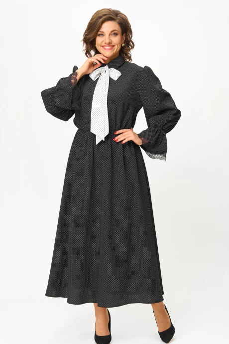 Платье ANDINA CITY 8039-25 чёрный_в_горох #1