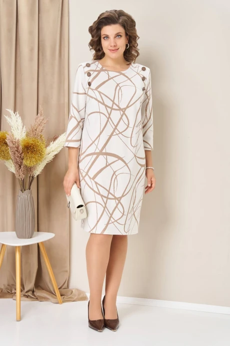 Платье VOLNA 1457 бежево-белый #1