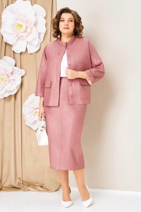 Юбочный костюм VOLNA 1464 кораллово-розовый тройка #1
