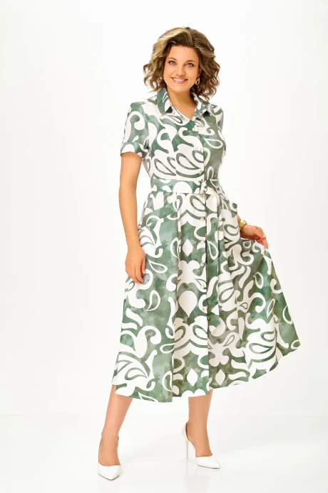 Платье Swallow 844.13 Молочный, принт «мятные_разводы» #1