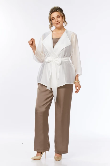 Брючный костюм ALANI COLLECTION 2636 молоко+капучино #1