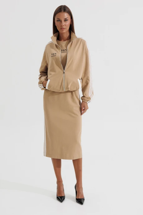Костюм с платьем V&N Fashion 1184 бежевый двойка #1