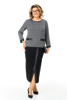 Юбочный костюм Michel Chic 1394 фактурная клетка_черный двойка