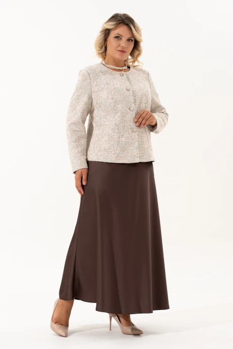 Юбочный костюм *Распродажа Algranda 4082 тройка Мультиколор, Шоколад, бежевый #1