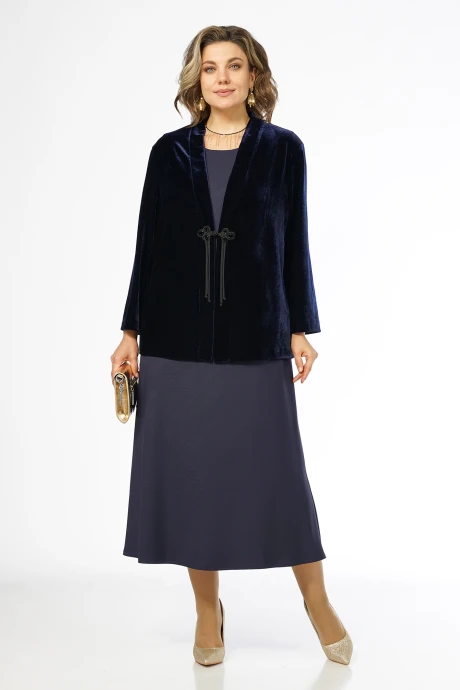 Костюм с платьем ALANI COLLECTION 2674 синий двойка #1