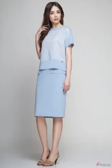 Юбочный костюм Teffi Style 1185 голубой