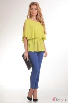 Брючный костюм Нинель Шик 5398 желтый/синий